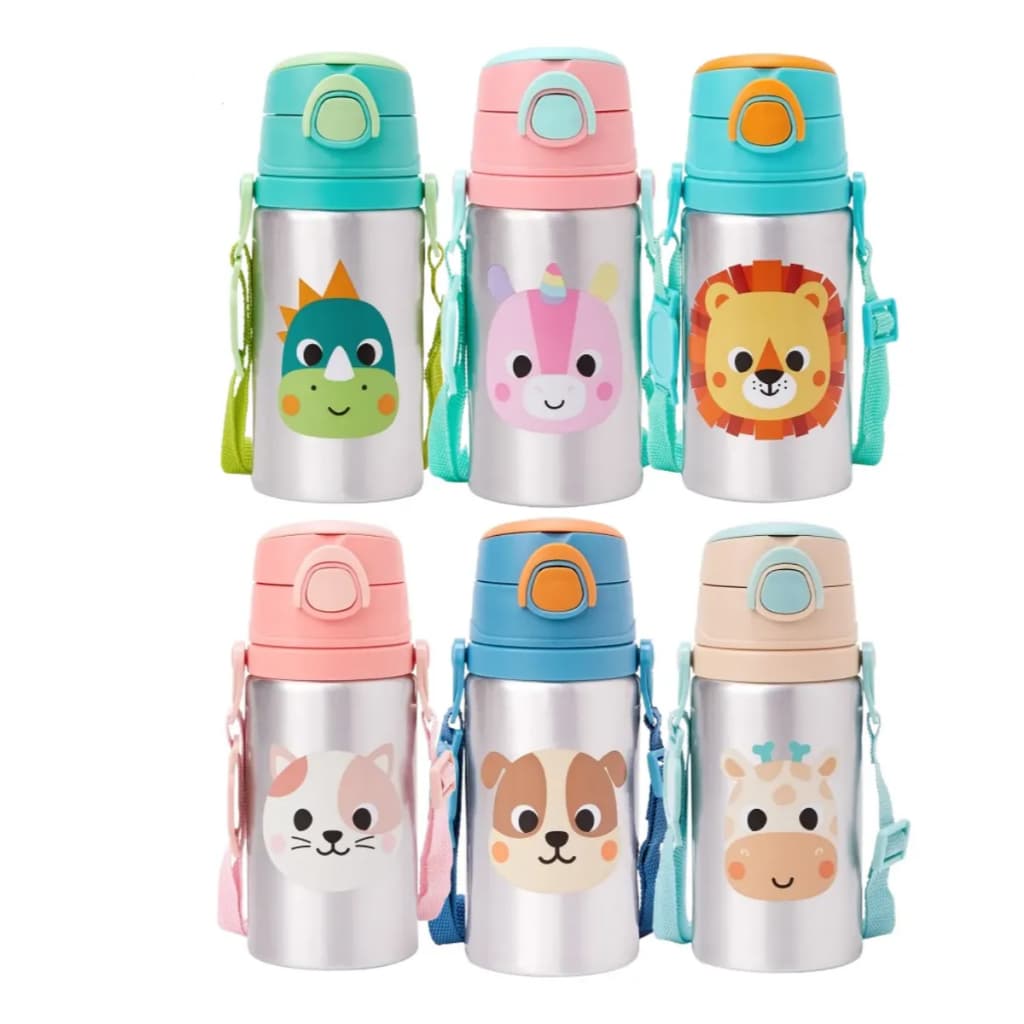 Buba Garrafa Alumínio canudo Silicone Alça Escolar Passeio 450ml
