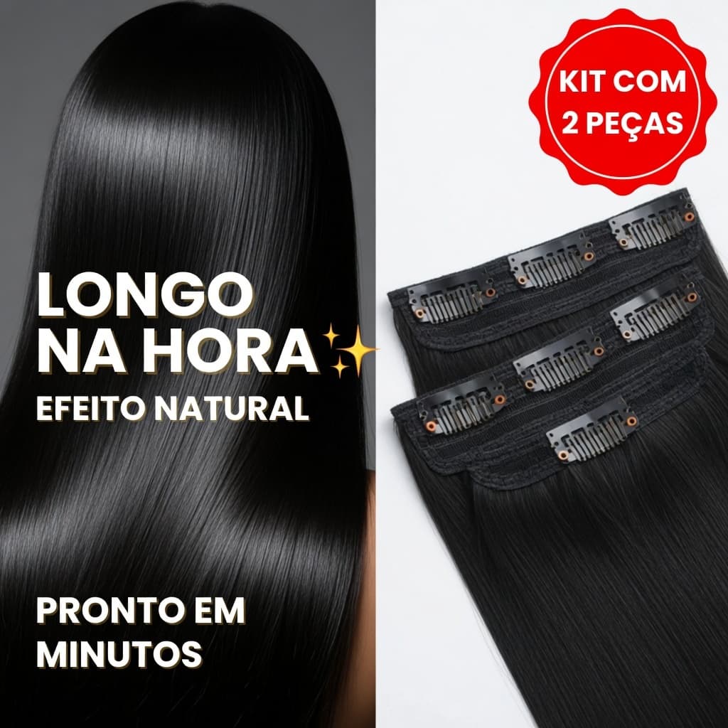 Kit 2 Apliques Tic Tac Idêntico Ao Humano Extensão De Cabelo
