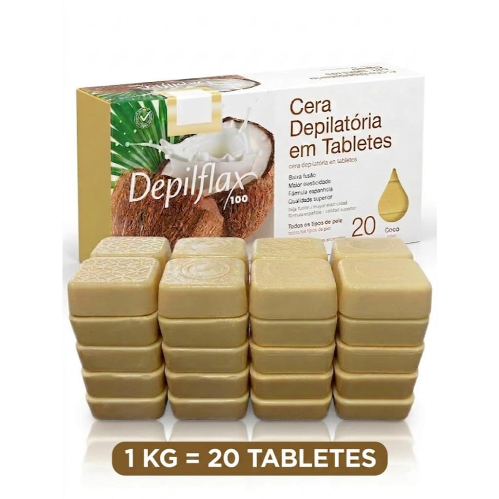 Depilflax Cera Quente Depilatória 1Kg 20 Unidades Fragrância Natural Coco Negra Hortelã Rosa Morango
