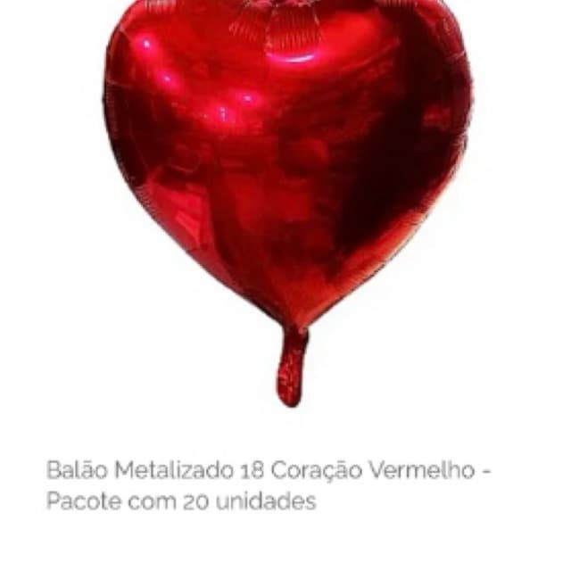 Balão Metalizado 18 Coração Vermelho - Pacote com 20 unidades