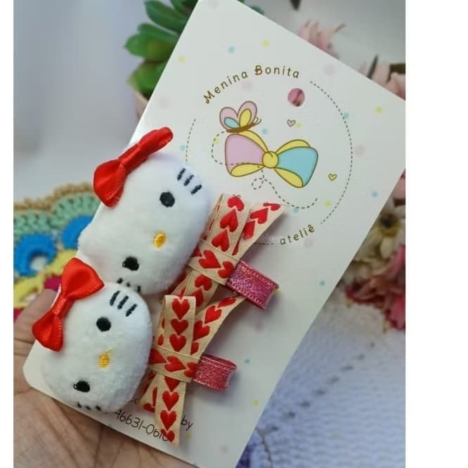 Laço Hello Kitty parzinho - laço de cabelo infantil/parzinho pelucia hello kitty