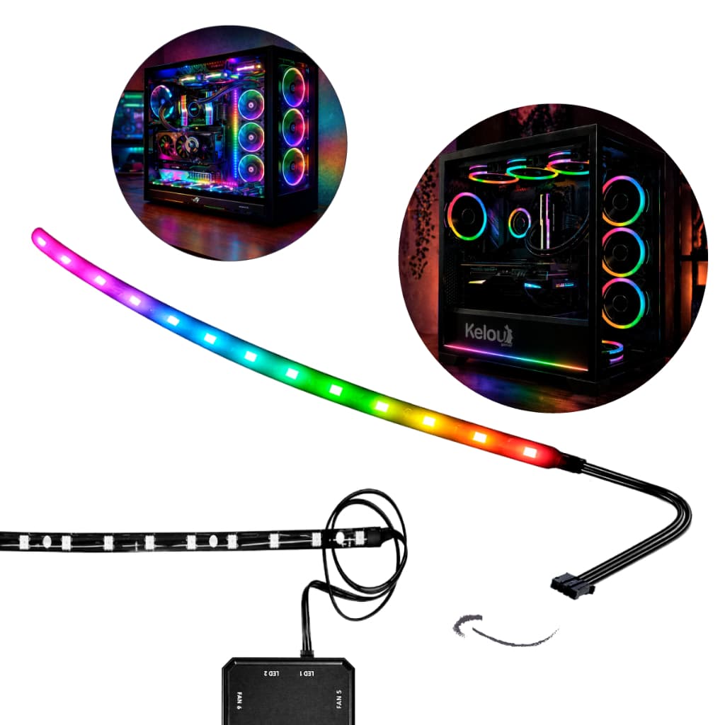 Fita De Leds Barra 300mm Argb Rgb Pc Gamer | 4 Pinos 5v Para Controladora Hub Gamer