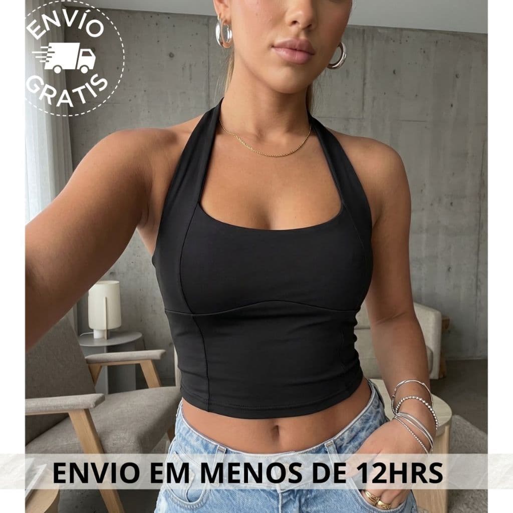 Blusa Feminina estilosa Blusinhas da Moda Blusas suplex academia HALTER top cropped frente única....