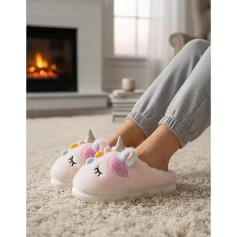Chinelo pantufa de UNICORNIO pelinho antiderrapante com solado duro/PTF06-168