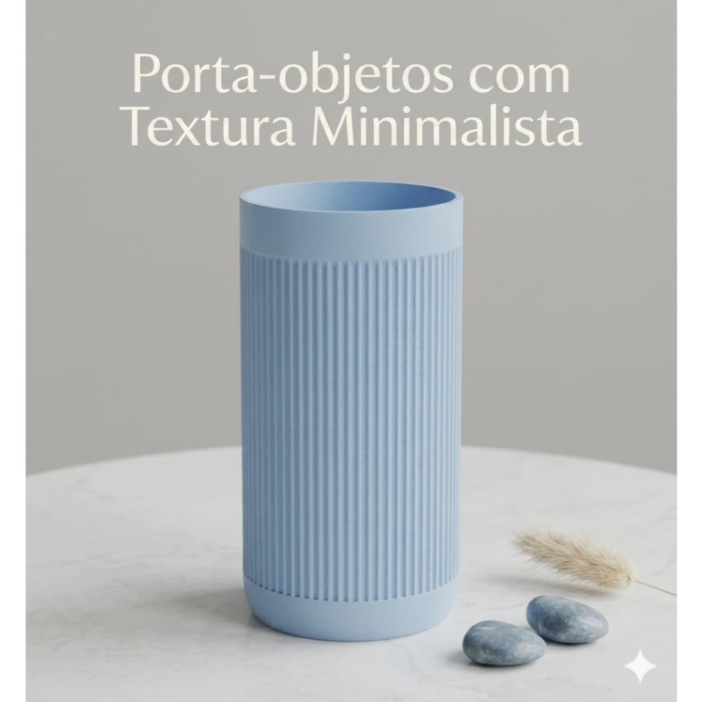 Porta-objetos com Textura Minimalista - Organizador de Mesa para Canetas, Lapis e Acessórios - Design Moderno Elegante.