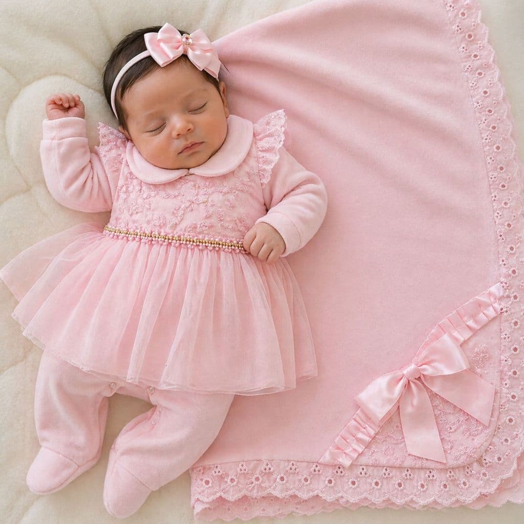Kit Saída de Maternidade Menina Luxo Algodão Vermelha Rosé Lilás Rosa