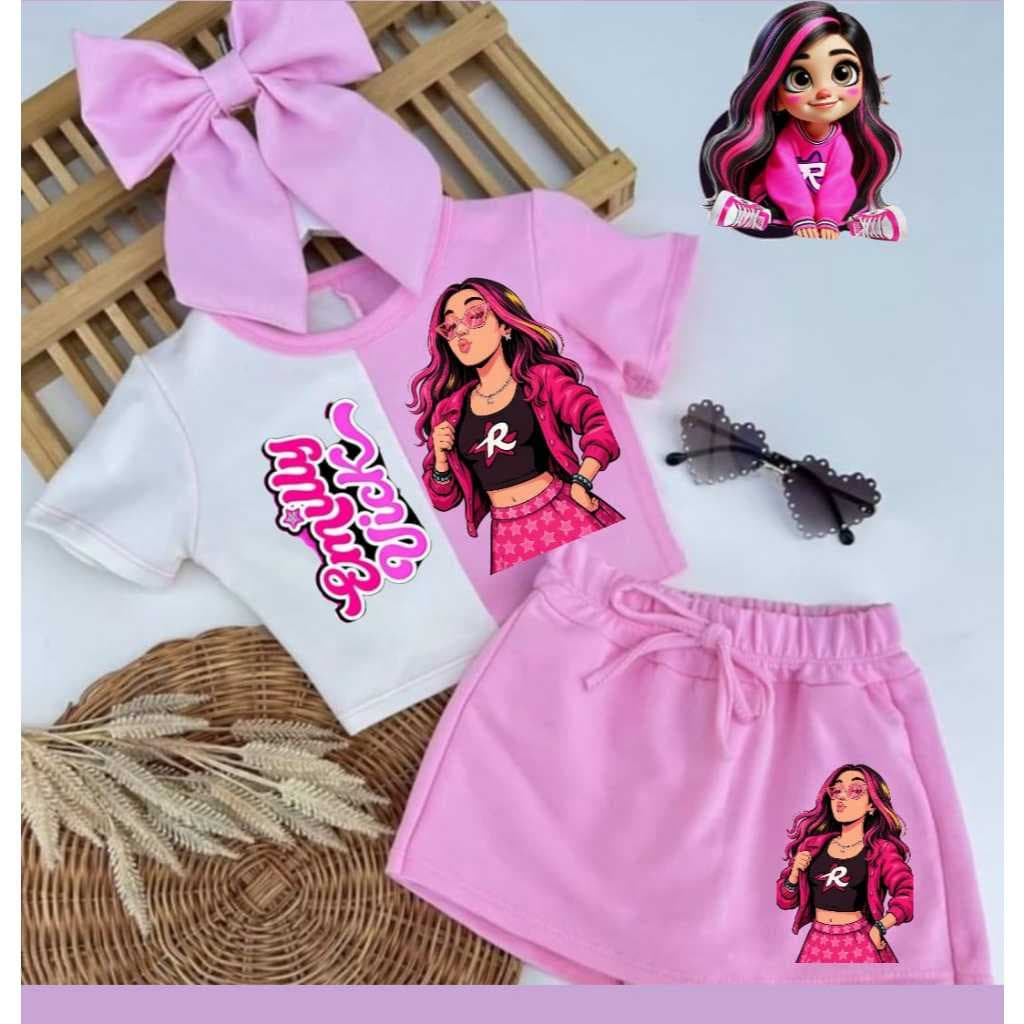 KIT CONJUNTO JUVENIL/INFANTIL EMILY VICK BLUSA + SHORT SAIA TMANHO 4 AO 14