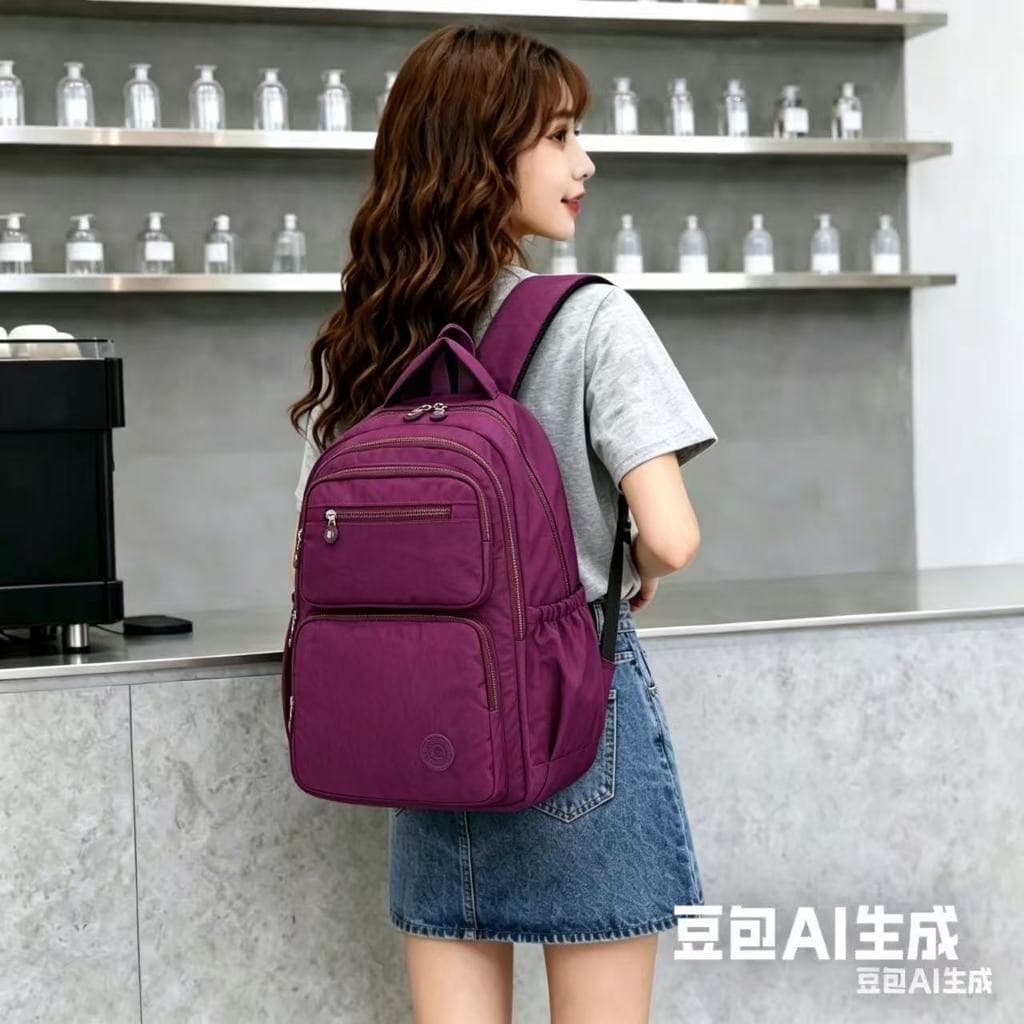 Mochila de náilon repelente de água de grande capacidade simples e leve bolsa de computador bolsa escolar de estudante
