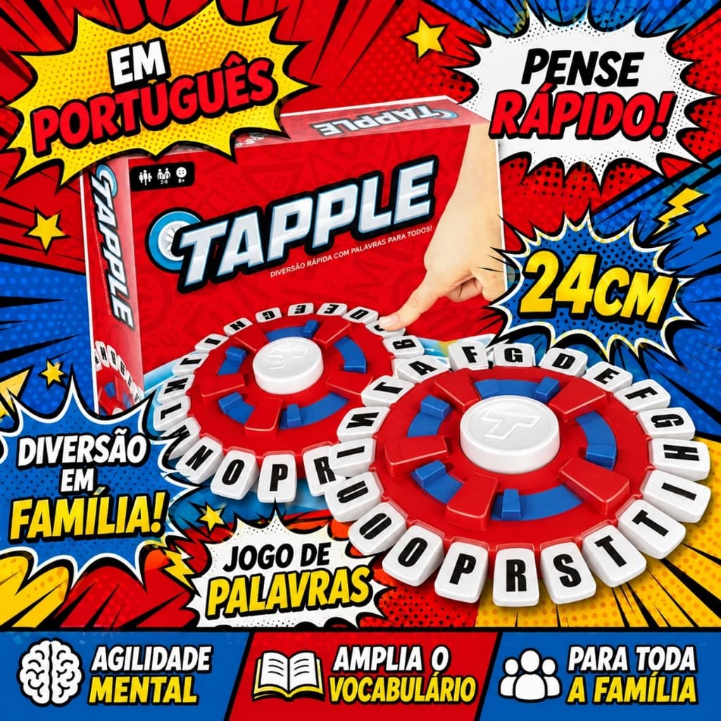 Jogo Tapple Educativo 24cm | Jogo de Palavras Stop em Português para Crianças e Adultos
