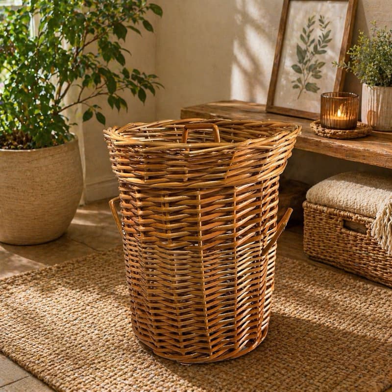 Lixeira Com Tampa (Vime Natural) “Banheiro, Cozinha, Quarto”