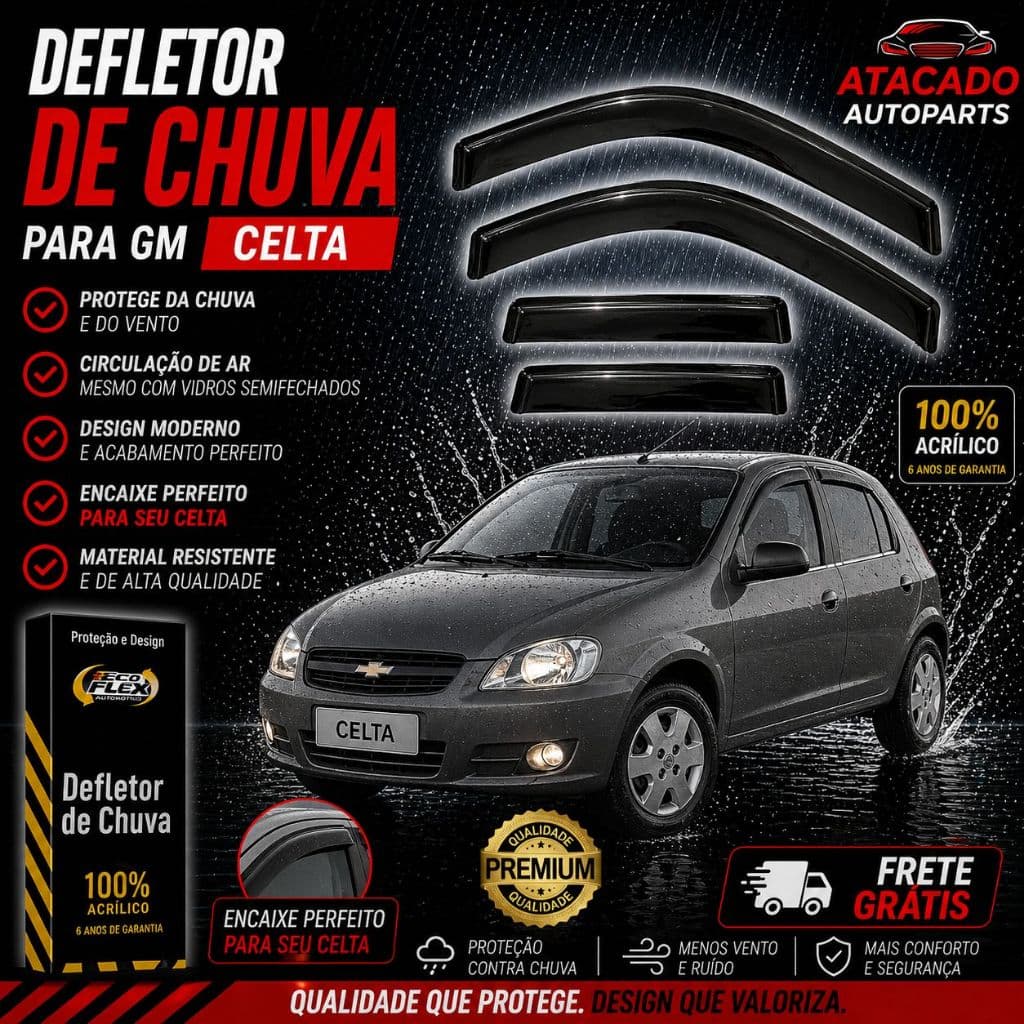 Calha de Chuva Defletor Celta 2000 a 2016 4 Portas Original Ecoflex Fume