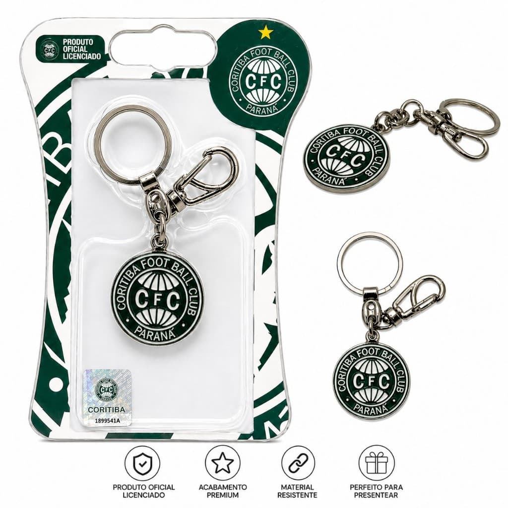 Chaveiro Coritiba Oficial Original Metal Premium Resistente Mosquetão Prendedor Presente Torcedor