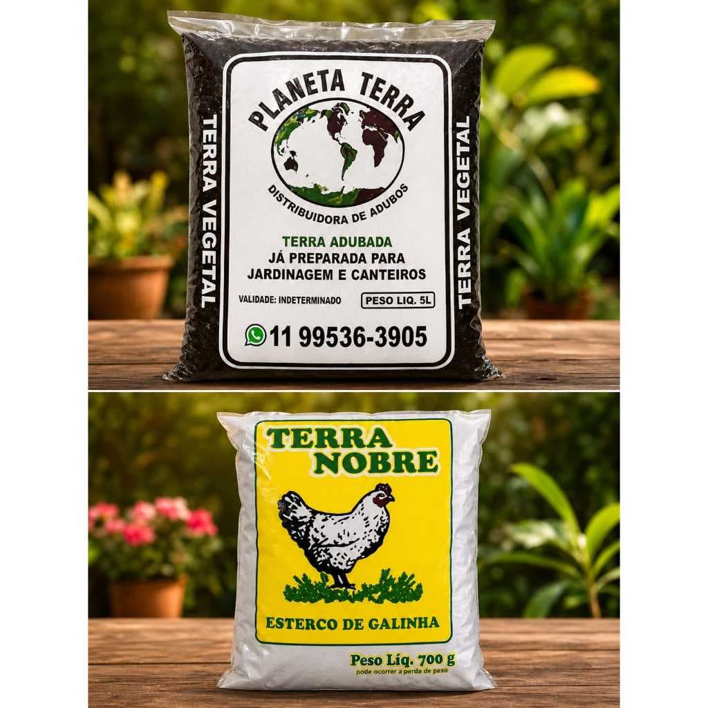 Terra vegetal adubada e esterco de Curral