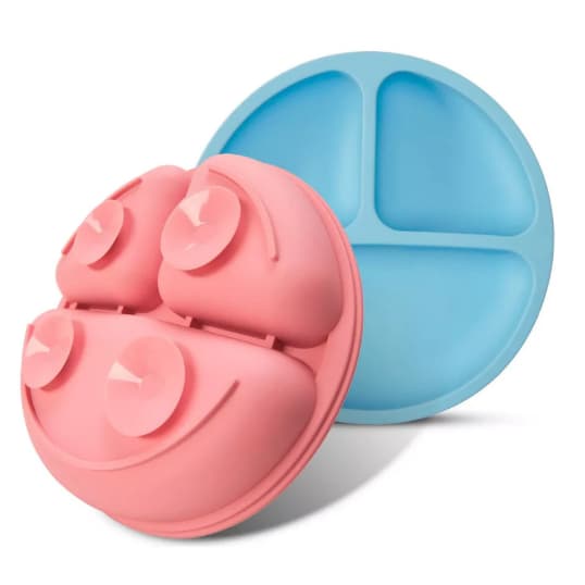 Prato Bebê Silicone com Ventosa Divisórias Introdução Alimentar Antiderrapante