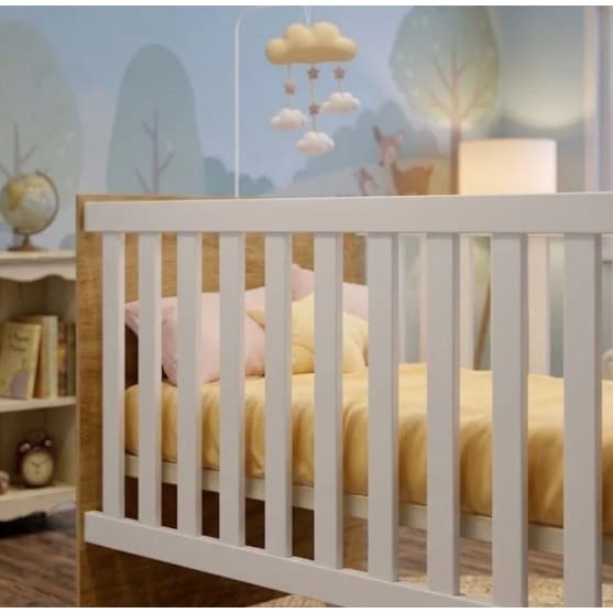 Berço Life MDF Compacto 2 em 1 com Rodízios Chiqueirinho Ideal Quartos Infantil De Bebê e Criança Colchão Acompanha