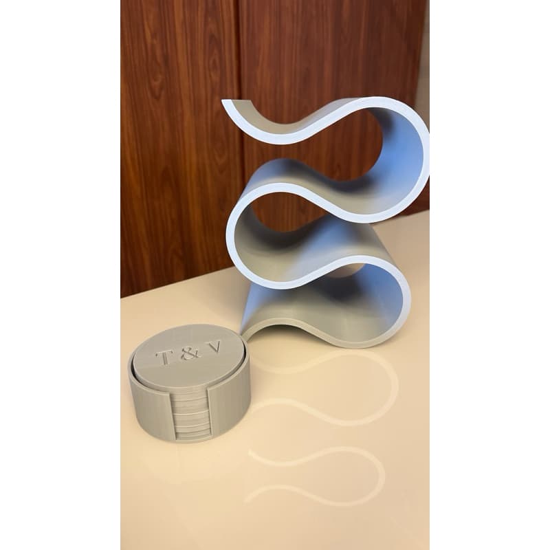 Kit Suporte para Garrafas de Vinho + Porta Copos personalizável-  Decorativo em Impressão 3D Moderno