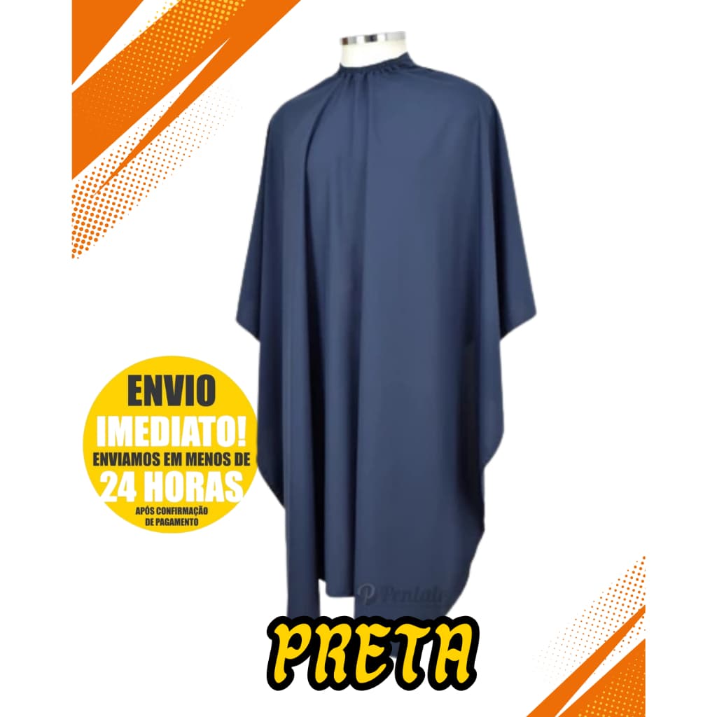 Capa De Corte de Cabelo Grande Preta Premium Profissional Tactel com ziper