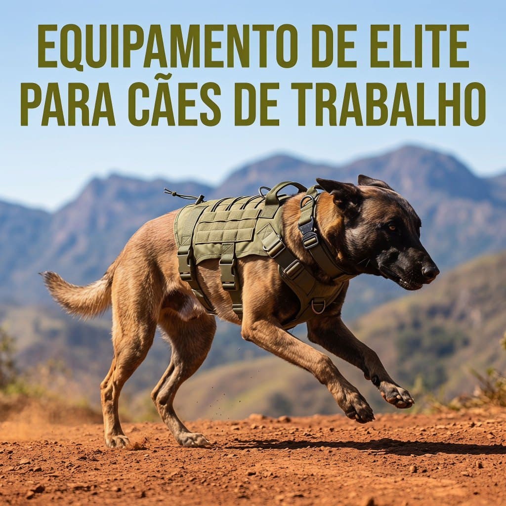 Kit Colete Tático c/Guia de Impacto p/Cães Grandes|Peitoral Anti-Puxão | p/Pastor, Rottweiler, Husky