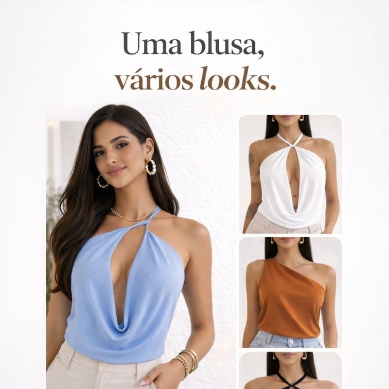Blusa feminina dunas gola boba croped lisa frente única moda blogueira promoção