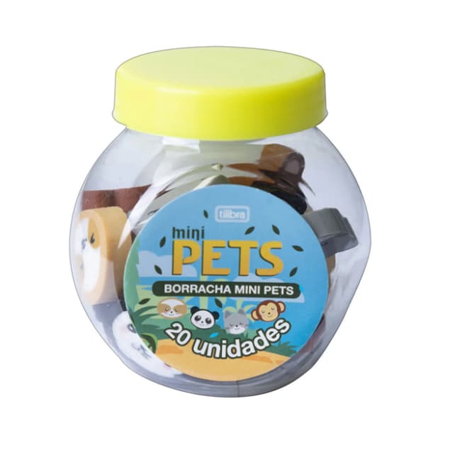 Borracha Mini Pets Pote C/ 20 Unidades Tilibra