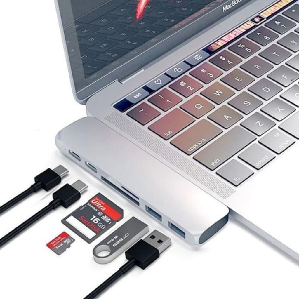 Adaptador Hub Compatível Macbook Pro Thunderbolt - Silver (cinza claro)