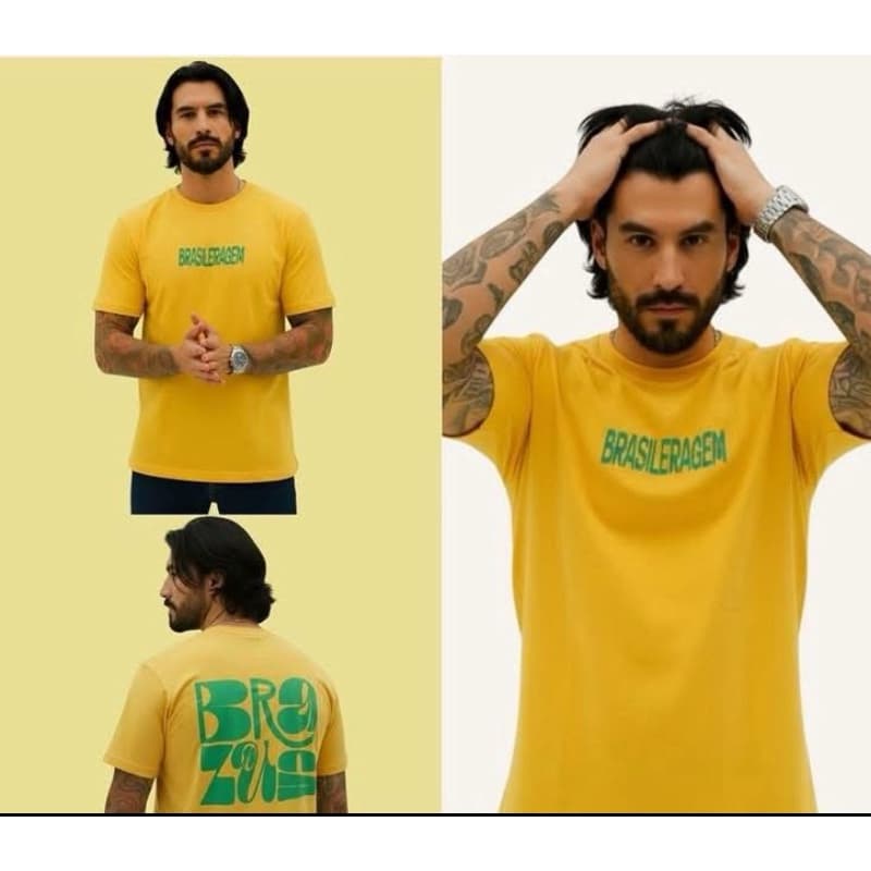 Camisa Casual Brasil Copa 100% Algodao