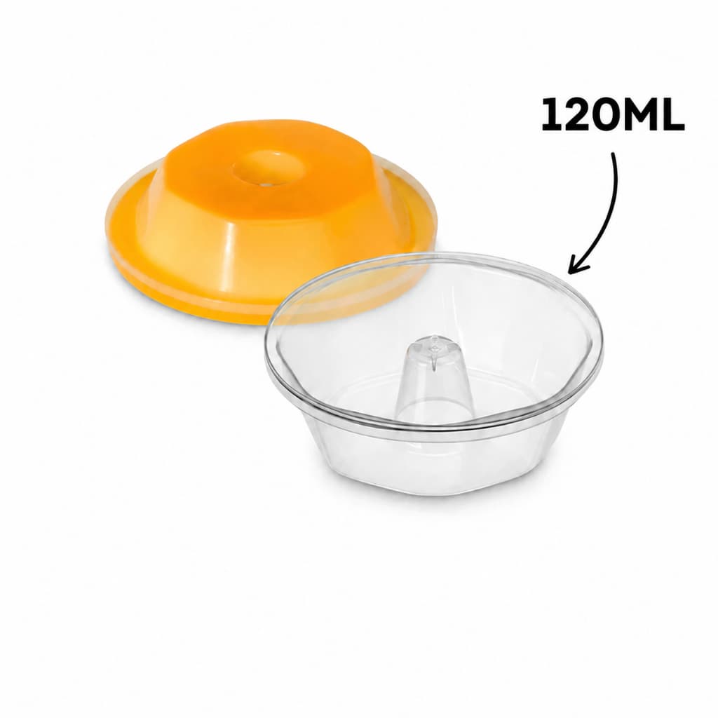 Kit 24un Forma Mini para Pudim 120ml com Tampa Descartável Pequena e Forneável