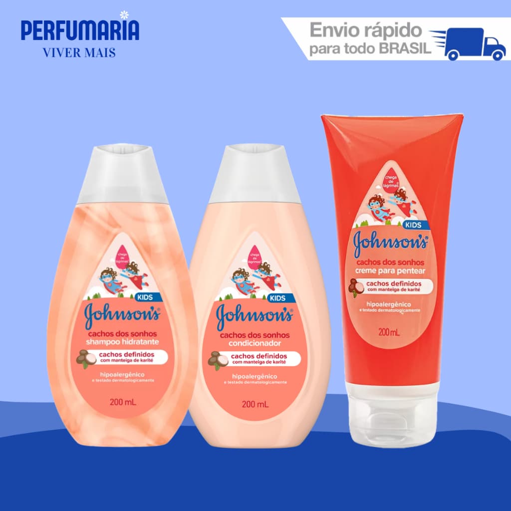 KIT JOHNSON'S BABY Cachos dos Sonhos - Shampoo + Condicionador + Creme de Pentear