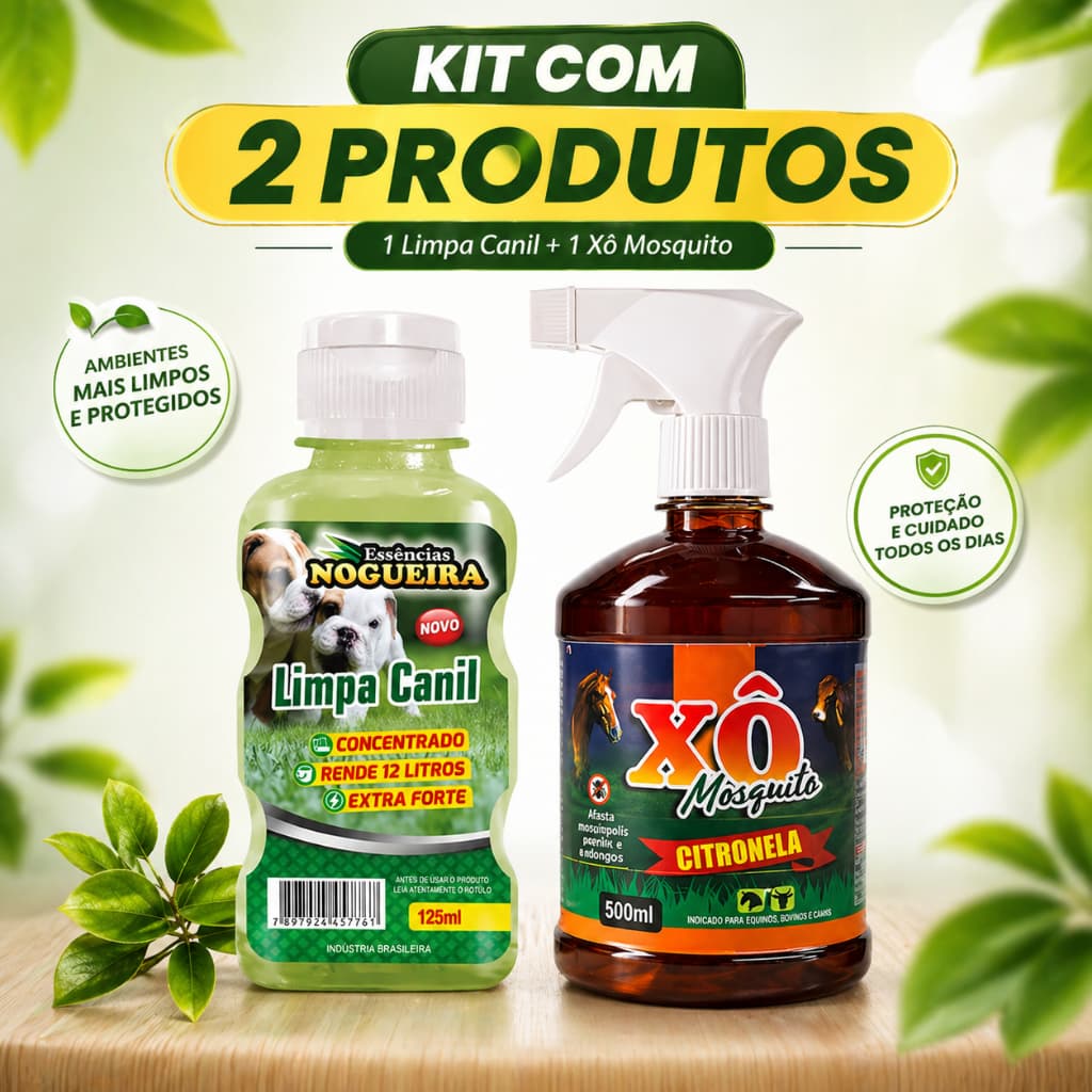 Kit Xô Mosquito e Limpeza de Canil  Proteção Contra Insetos e Higienização Completa para Pets