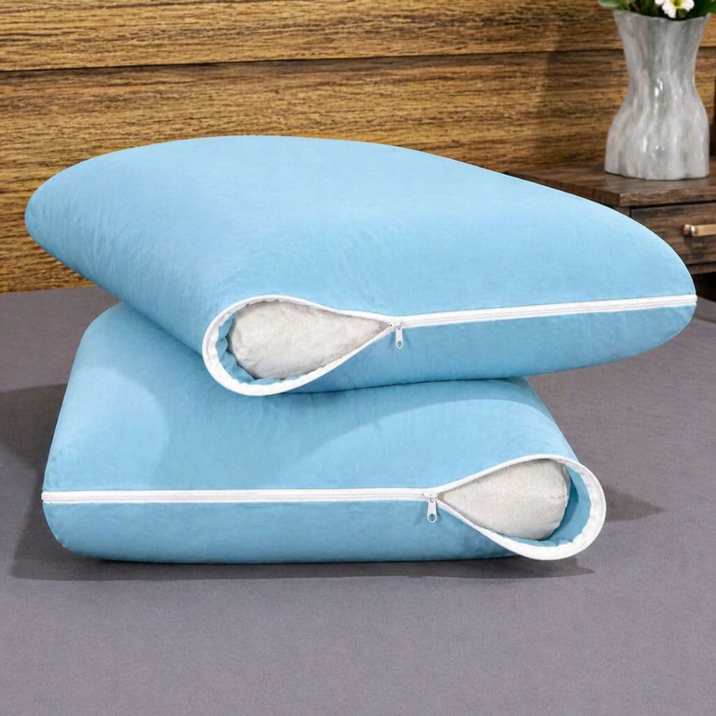 Capa Protetora de Travesseiro Impermeável Anti-Ácaro Fronha Com Zíper Cor Azul 70 CM X 50 CM