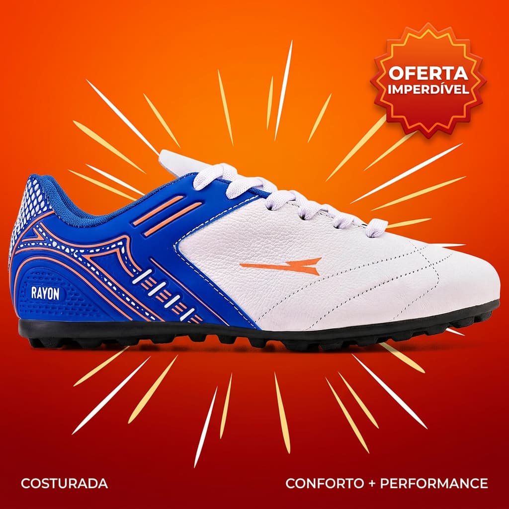 Chuteira em Couro 100% Legitimo Campo Society  Resistente Costurada Original Fly Star R121-07
