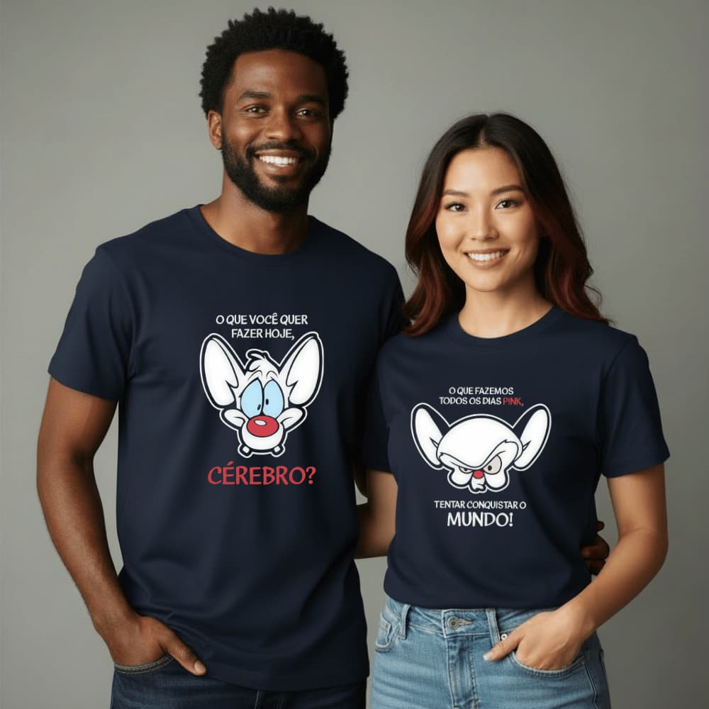Kit Camiseta Casal 2 Camisas Engraçada Blusa Divertida Casal Carnaval Fantasia