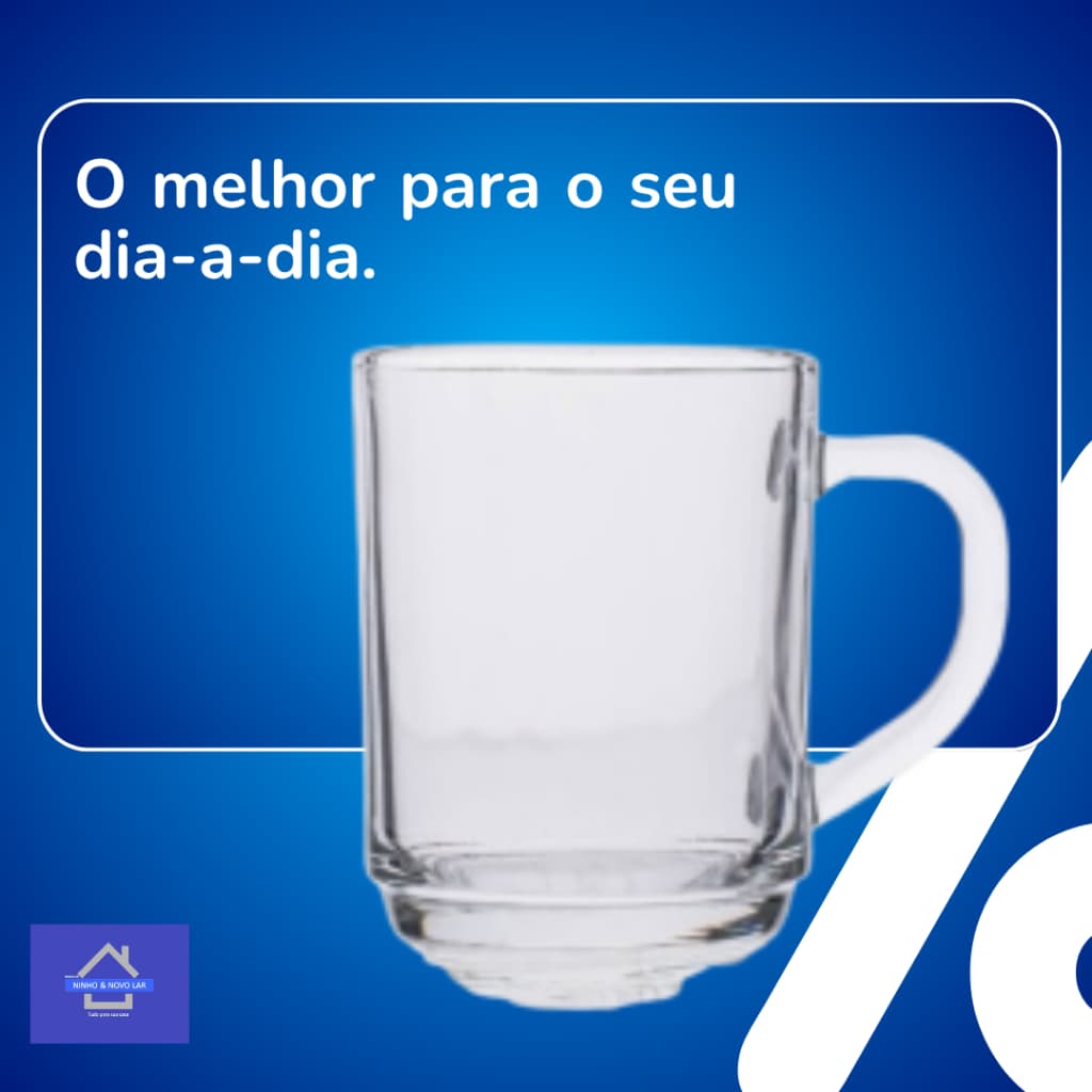 Kit 3 Canecas Vidro Transparente 250ml Resistente Versatil Casa Escritório