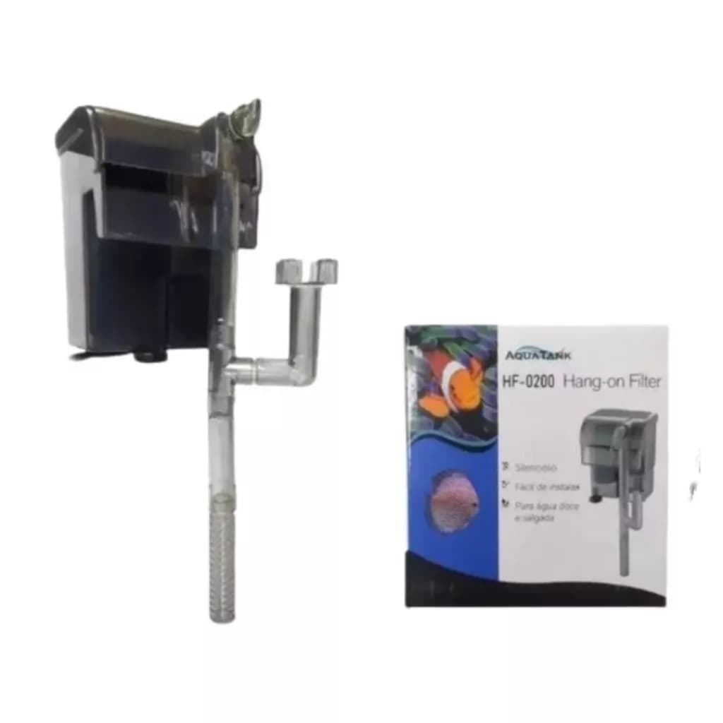 Filtro Hang On Aquatank HF-0200 250L/H Aquário Peixes Externo