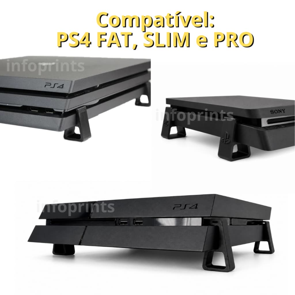Kit 4 Suporte Pezinho Console Playstation Ps4 FAT/PRO/SLIM - Posição Horizontal