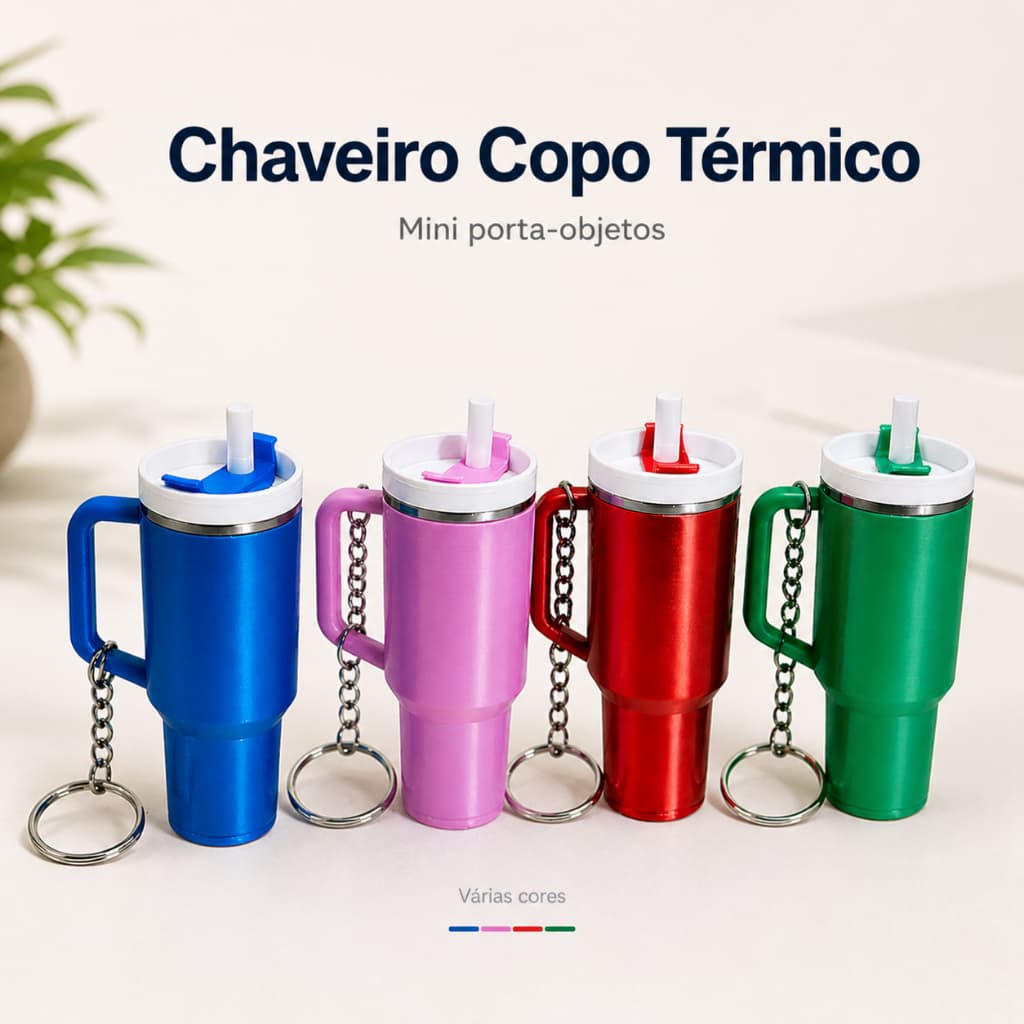 Chaveiro Mini Copo Térmico Porta Objetos Criativo Fofo Para Bolsa Mochila Chaves Presente Lembrancinha Personalizado Top