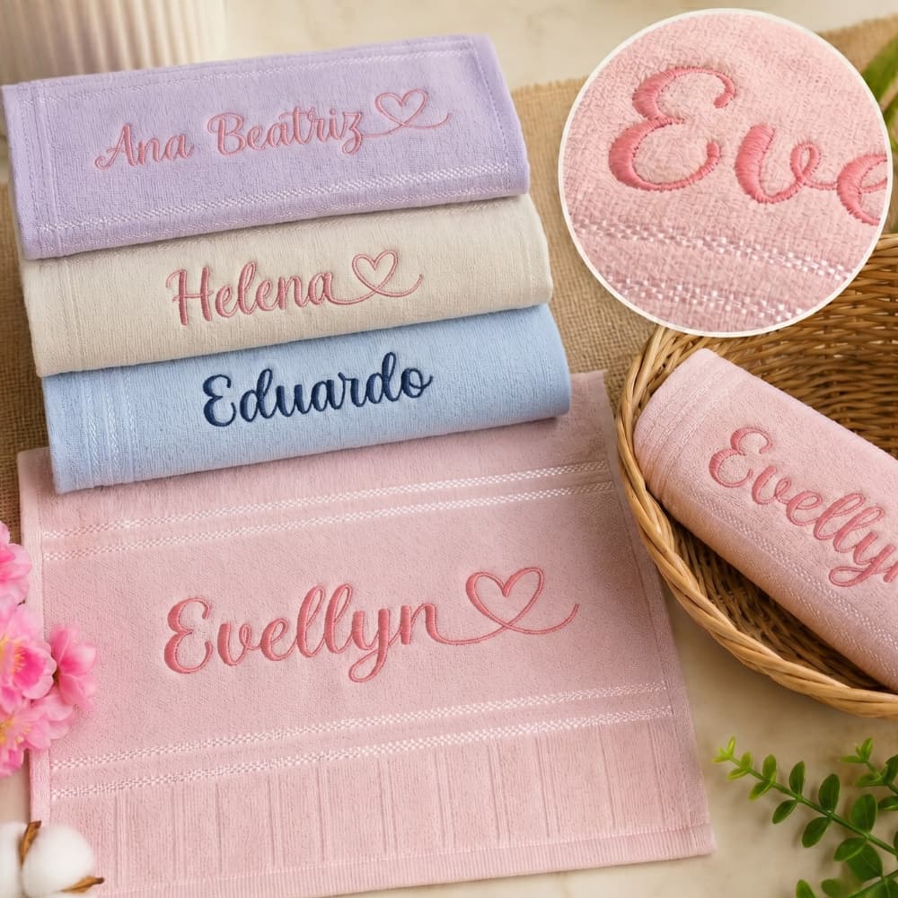 Toalha de rosto boca Personalizada Bordada com o nome | Escolar, Bebê e Maternidade - unidade ou kit