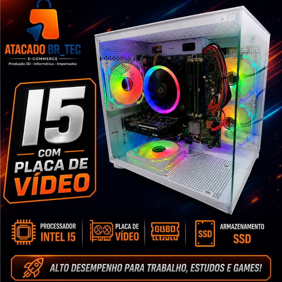 COMPUTADOR GAMER COMPLETO I5 COM 16GB, PLACA DE VIDEO 2G DDR5, WI-FI, SSD, FONTE REAL, HD DE 500GB. PRONTO PRA USO
