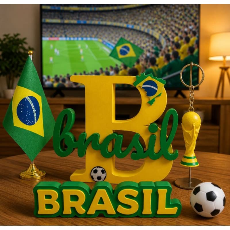 kit Brasil Copa Letreiro Chaveiro da Taça B personalizado Com Bola Bandeira do Brasil Para Mesa Escritório Sala decorar