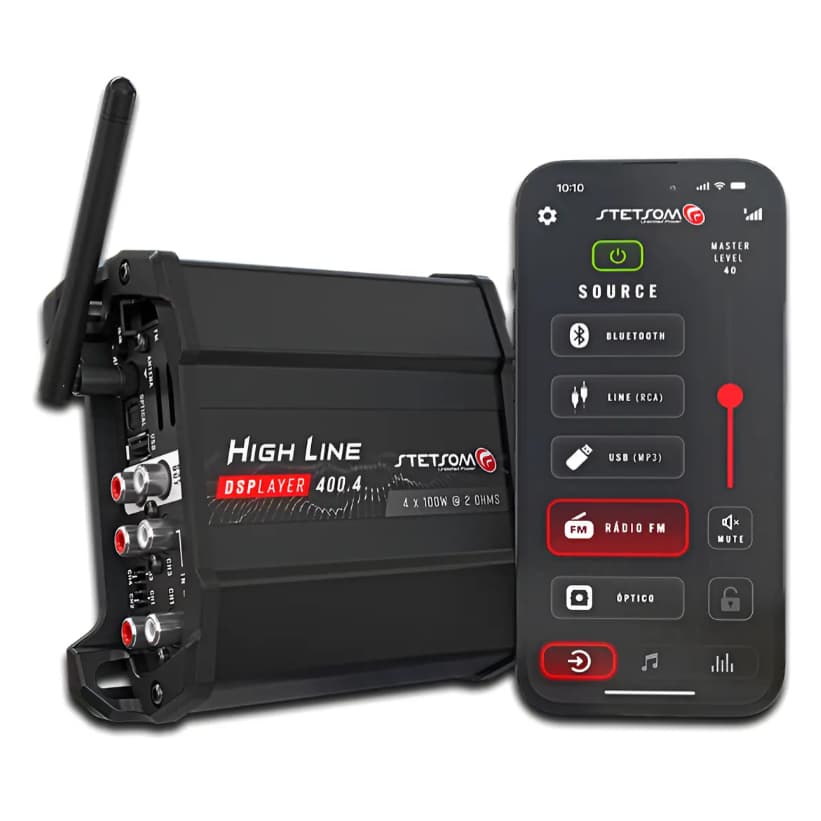 Modulo Amplificador Dsplayer Hl400.4 Stetsom Bluetooth Usb Fm Fio E Rca High Line