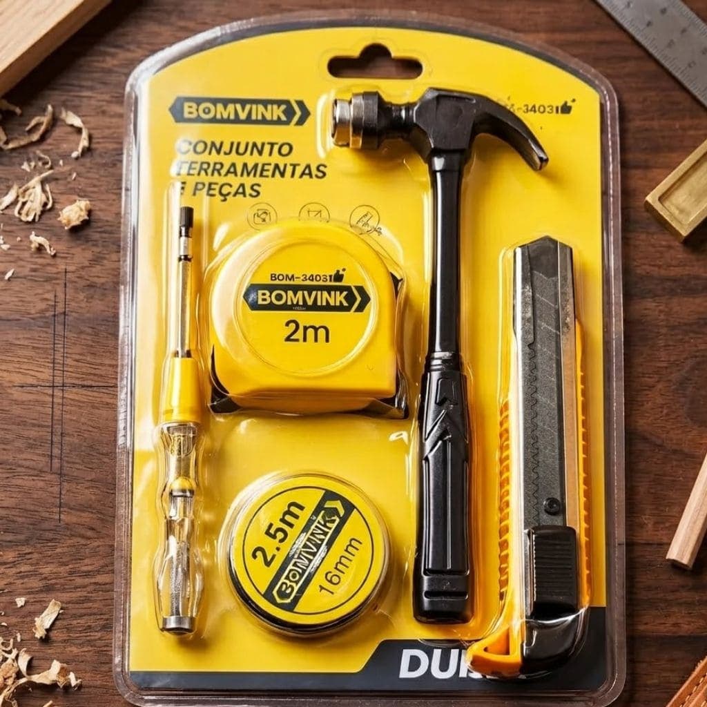 Kit Jogo De Ferramentas 5 Peças Completo Manual Básico Casa Reparo Manutenção Uso Doméstico Barato