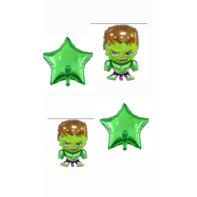 Kit C/4 Balões Metalizado Hulk Corpo + Estrela