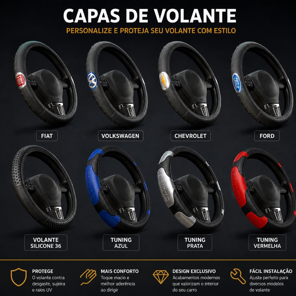 capa para volante automotivo esportiva