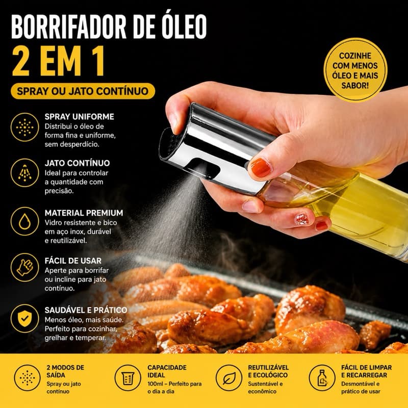 Spray Pulverizador de Vidro para Azeite e Vinagre 100ML