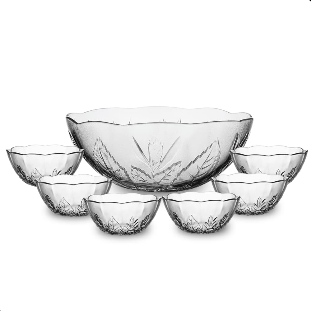 Kit de Sobremesa em Vidro - 1 Saladeira + 6 Tigelas Ideal para Doces, Saladas e Frutas