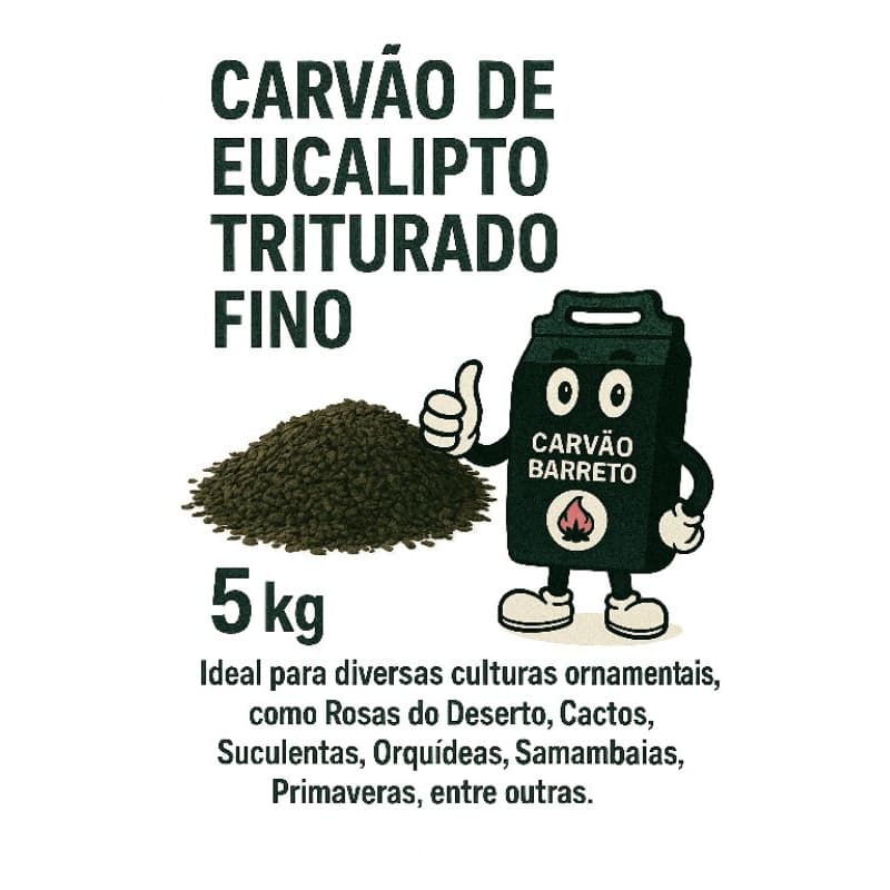 CARVÃO DE EUCALIPTO TRITURADO FINO 5 KG (PARA FLORES)