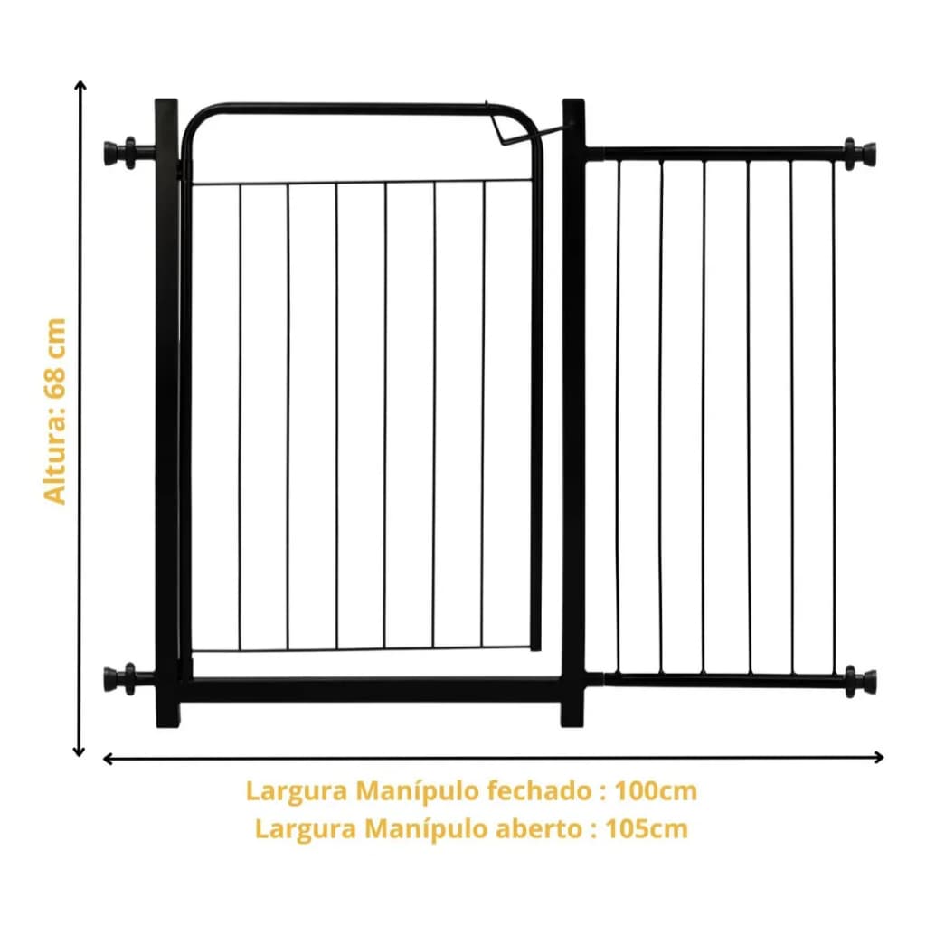 Grade Portão De Proteção Para Animais Bebê Crianças + Ext 30cm Small Porta Corredor