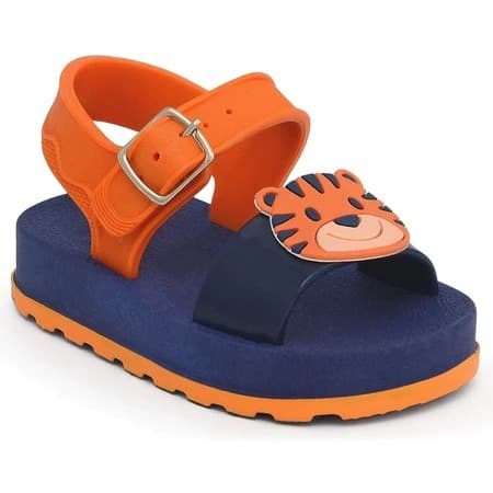Sandália Infantil Bebê Masculina Menino Safari Animal Confortável Leve Fivela Antiderrapante Tigre Zebra