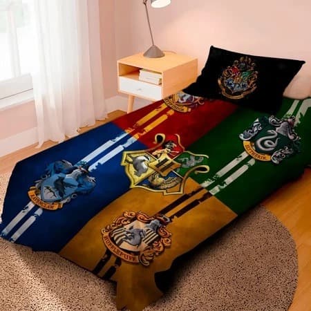 Jogo De Lençol+fronha Quarto Solteiro Harry Potter Hogwarts