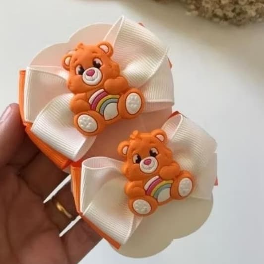 Par Laço Cabelo Infantil Ursinhos Carinhosos na presilha